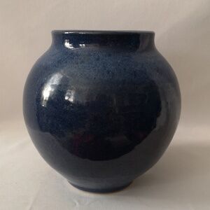 Gorgeous Studio Art Pottery Vase Blue with Speckled Glaze Signed by Artist